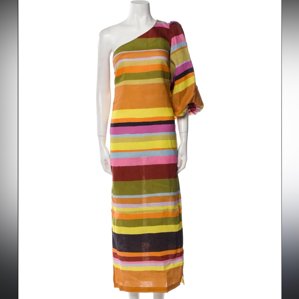 Colorful Striped One-Shoulder Dress